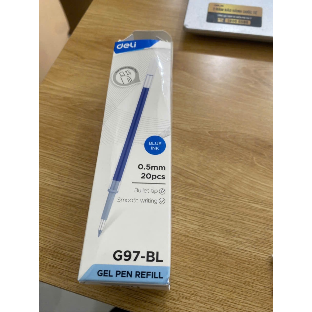 Ruột Bút Bi Nước Béo Deli G97-BK 0.5mm – Mực Xanh/Đen/Đỏ, Viết Êm Mượt, Thay Ruột Tiện Lợi