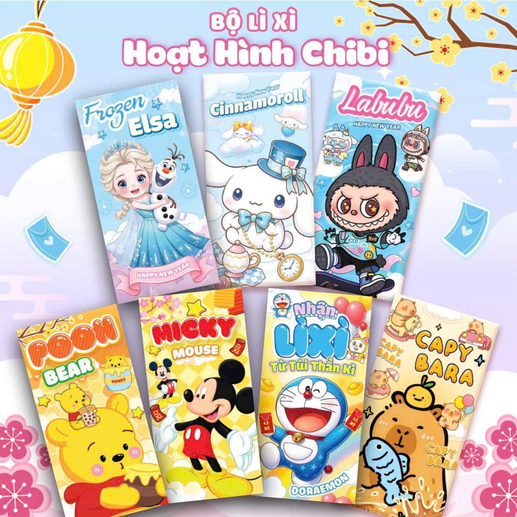 Combo 100 Bao Lì Xì Truyền Thống Lì Xì Tết Việt Đa Dạng Mẫu Mã Hoạt Hình Giá Rẻ Năm 2026 - PUPU HOUSE