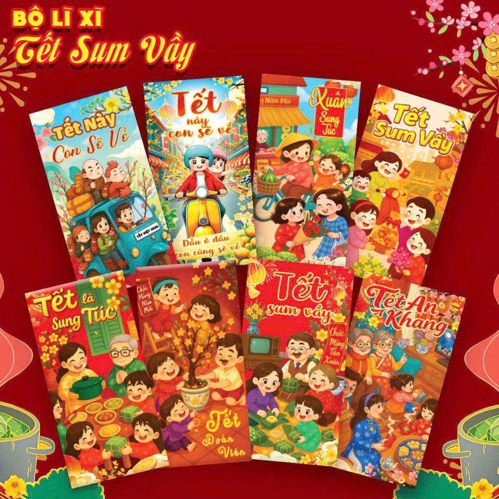 Combo 100 Bao Lì Xì Truyền Thống Lì Xì Tết Việt Đa Dạng Mẫu Mã Hoạt Hình Giá Rẻ Năm 2026 - PUPU HOUSE