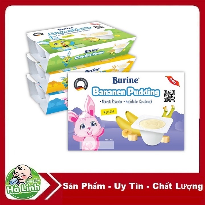 Cháo Sữa Burine Đủ Vị Vani, Bích Quy, Pudding [Lốc 6 hộp x50g [Date 07/ ...