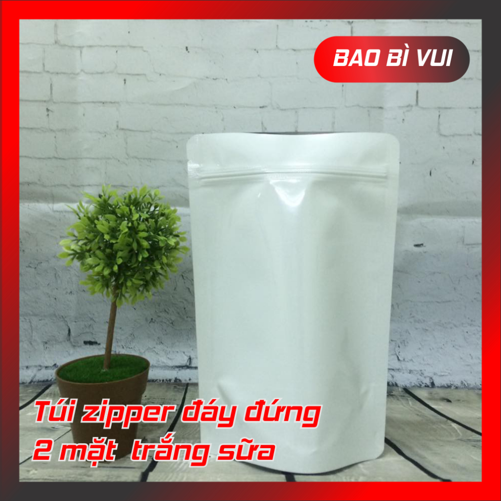 [500g-1Kg] Túi zip trắng sữa, zipper trắng bóng - BAO BÌ VUI