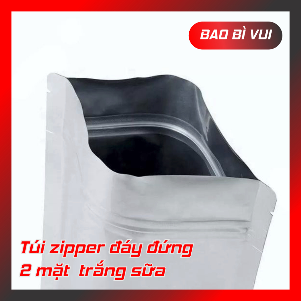 [500g-1Kg] Túi zip trắng sữa, zipper trắng bóng - BAO BÌ VUI