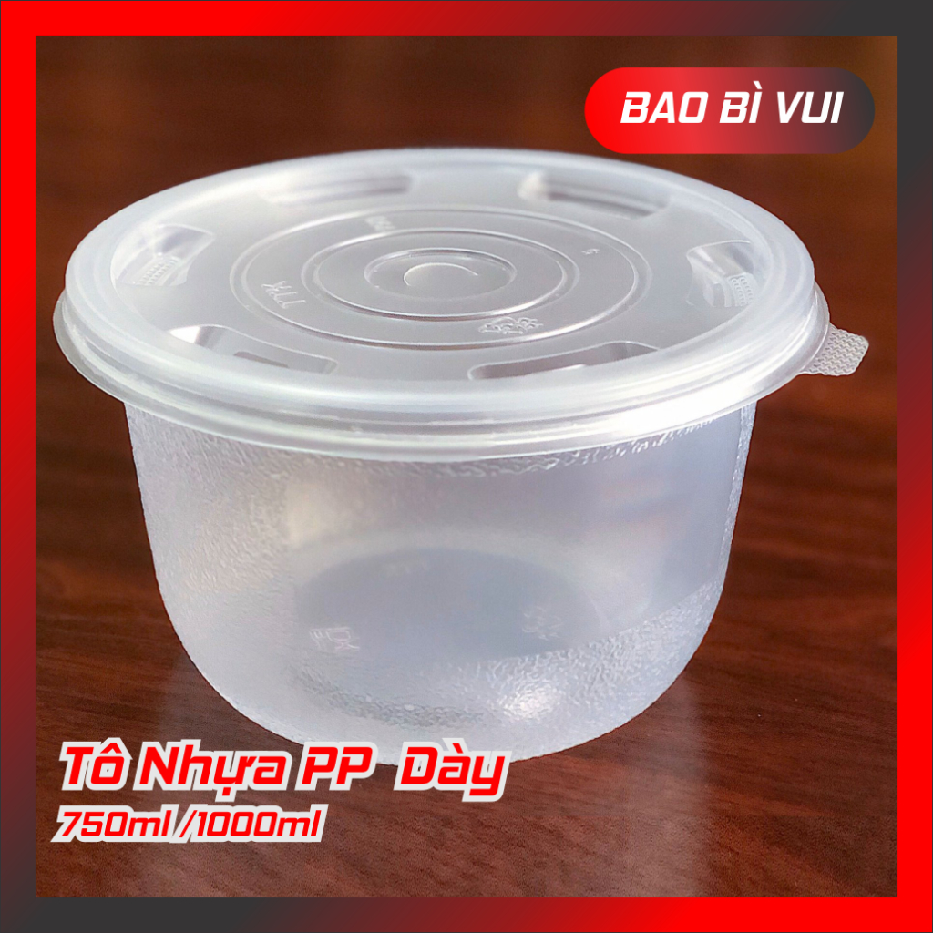 [Lốc 50 cái ] Tô nhựa PP 1000ml dày có nhám chống trơn - BAO BÌ VUI