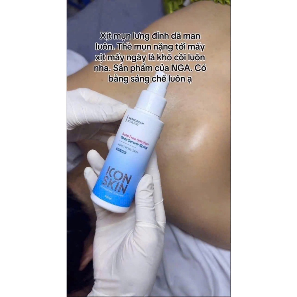 [ĐẠI LÝ CHÍNH HÃNG] Xịt Body Icon Skin Acne Free Solution Giảm Mụn, Dày Sừng Nang Lông Cơ Thể 100ml