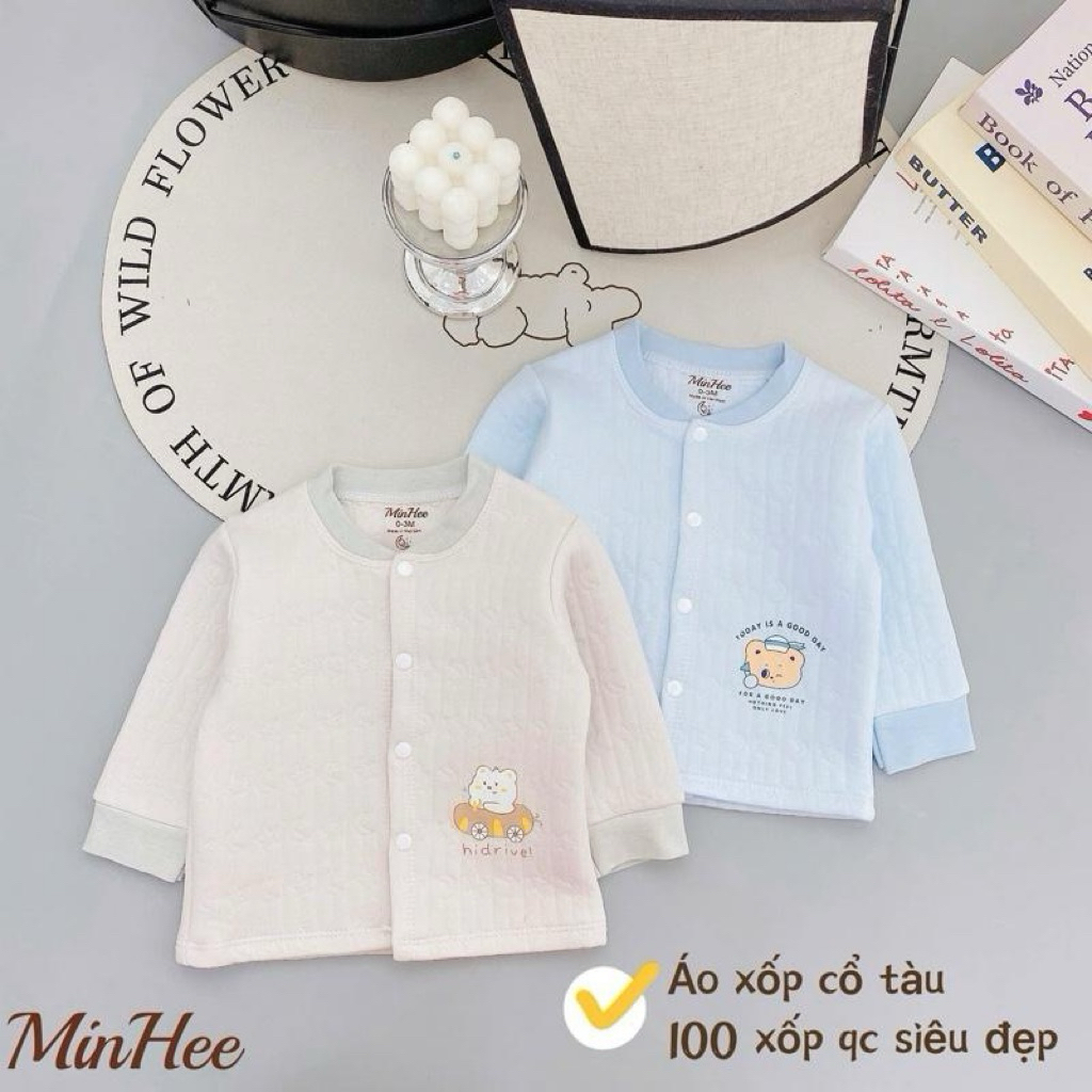 Áo khoác trần bông MinHee cho bé trai, bé gái từ 0-9m