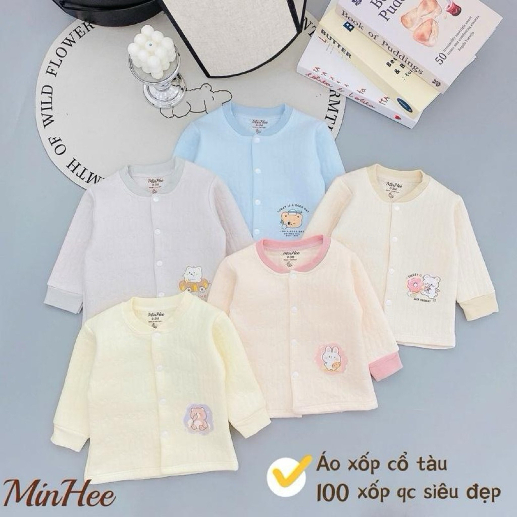 Áo khoác trần bông MinHee cho bé trai, bé gái từ 0-9m