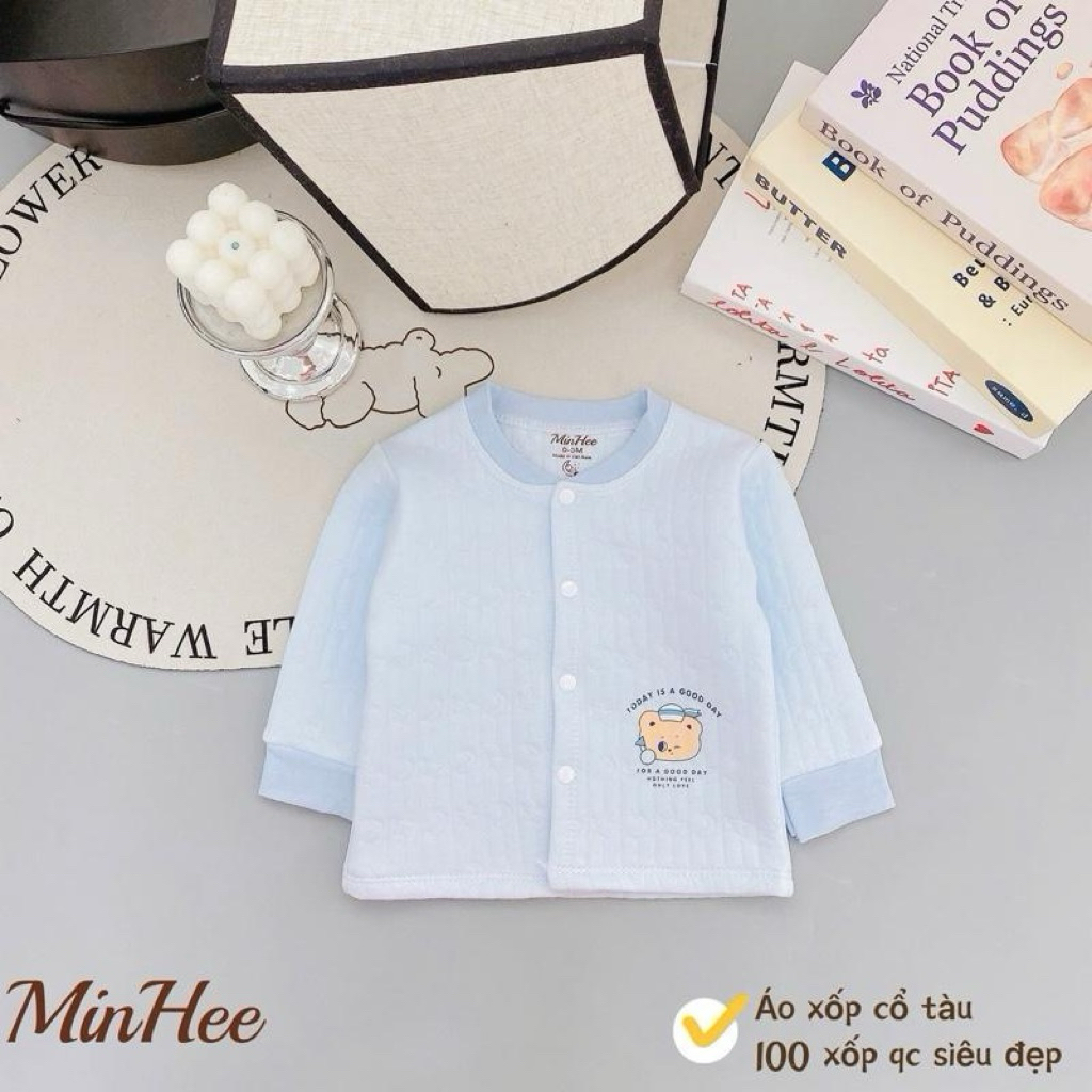 Áo khoác trần bông MinHee cho bé trai, bé gái từ 0-9m