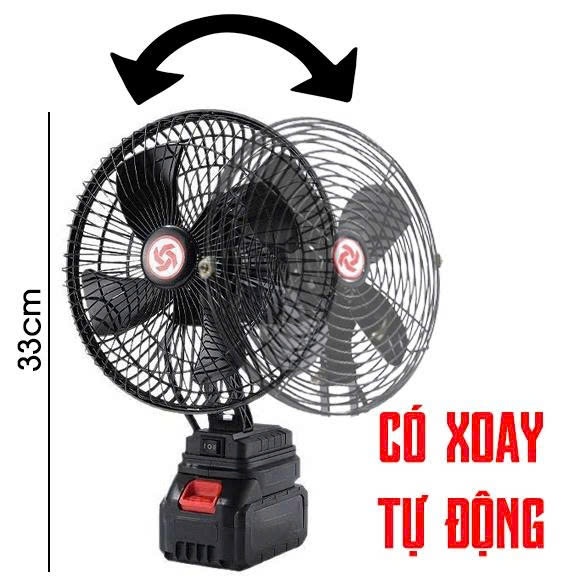 Quạt Tích Điện Xoay 180 Độ,Pin 10cell,20Cell ,30Cell Sử Dụng Chân Pin Phổ Thông, 2 Mức Gió, Kích Thước 8 Inch - ảnh 4