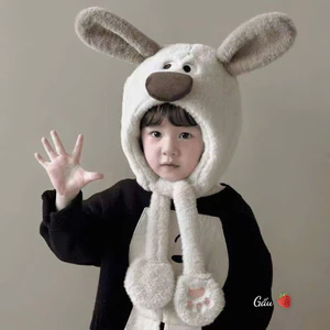 Mũ lông thú ấm áp cho bé - Bộ mũ và khăn cổ tay hình mèo siêu dễ thương 🥰