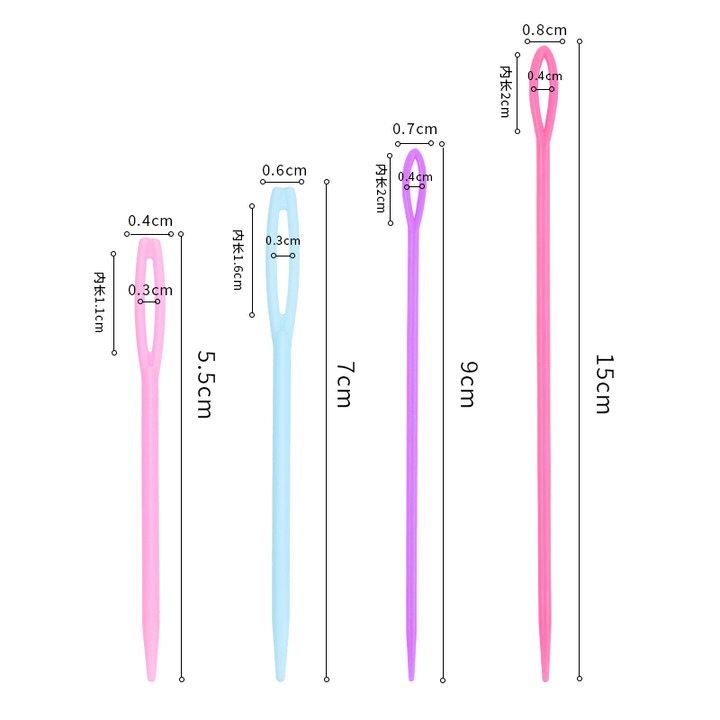 🌸 Bộ 5 Kim Khâu Len Nhựa – Phù Hợp Len Nhung, Len Đũa 6mm