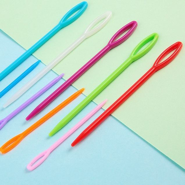 🌸 Bộ 5 Kim Khâu Len Nhựa – Phù Hợp Len Nhung, Len Đũa 6mm
