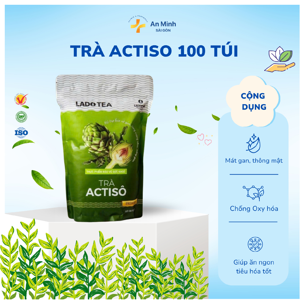 Trà Atiso Lado Tea Giải độc gan, Hộp 20-100 gói túi lọc và Túi 100 gói ...