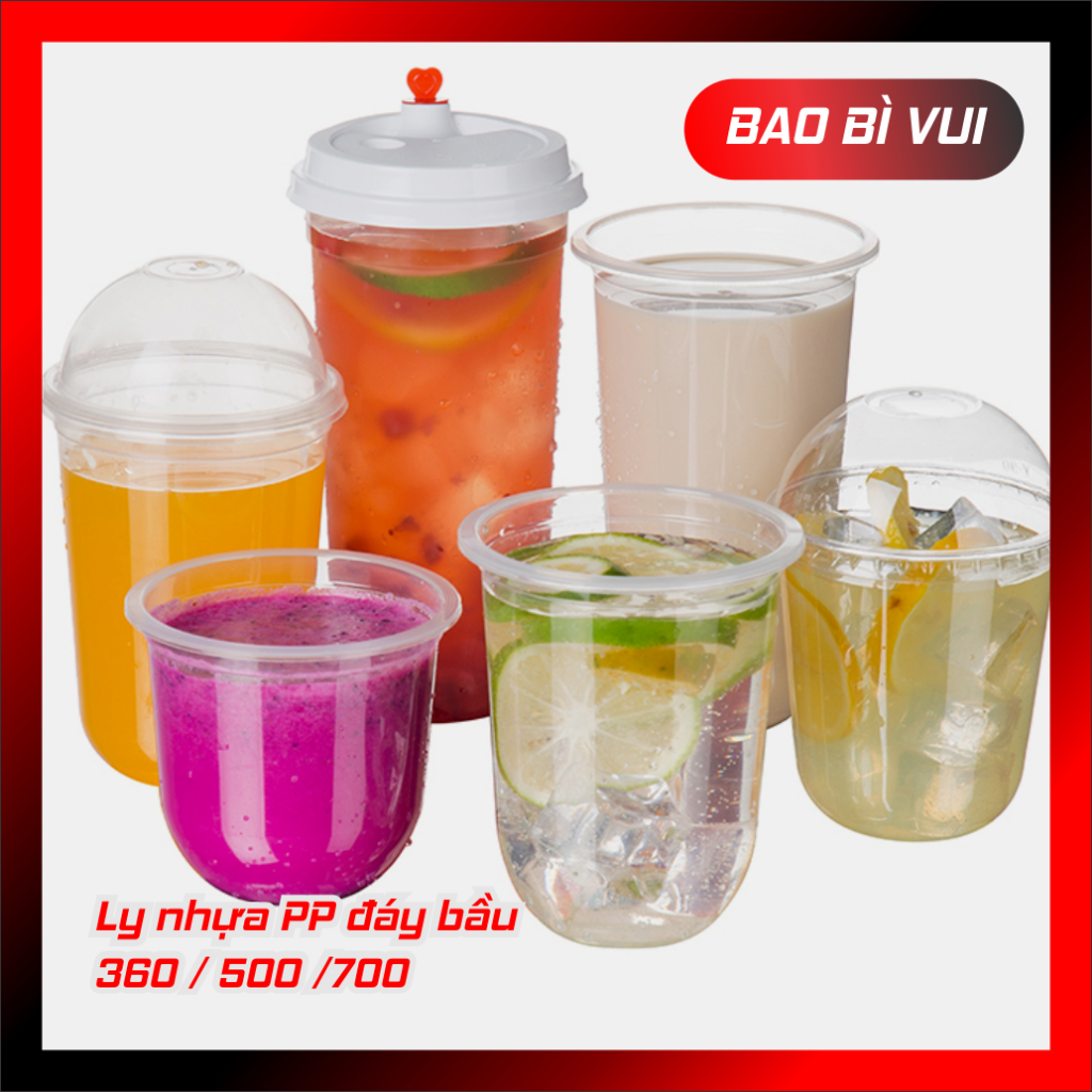 [ 50 cái] Ly nhựa PP đáy bầu dày chắc  - BAO BÌ VUI