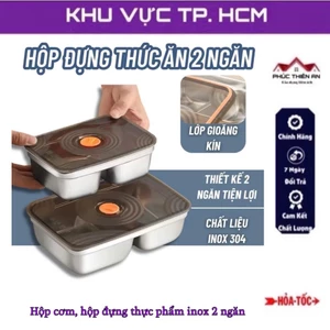 Hộp inox304, có 2 ngăn đựng thực, phẩm đựng cơm, nắp kín - tiện dụng, siêu bền