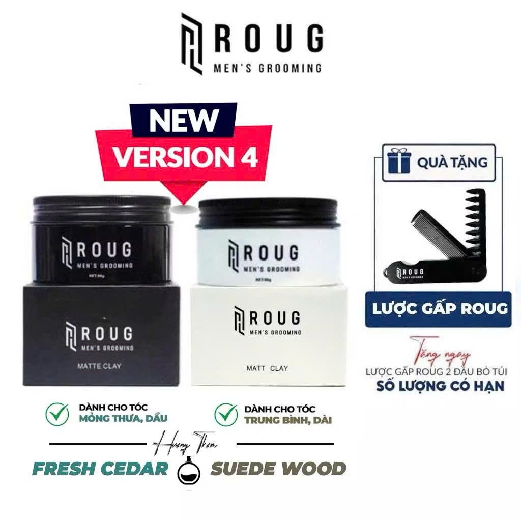 Sáp vuốt tóc Roug Đen 90gr , Roug Trắng 90gr cao cấp cho nam + Tặng ...
