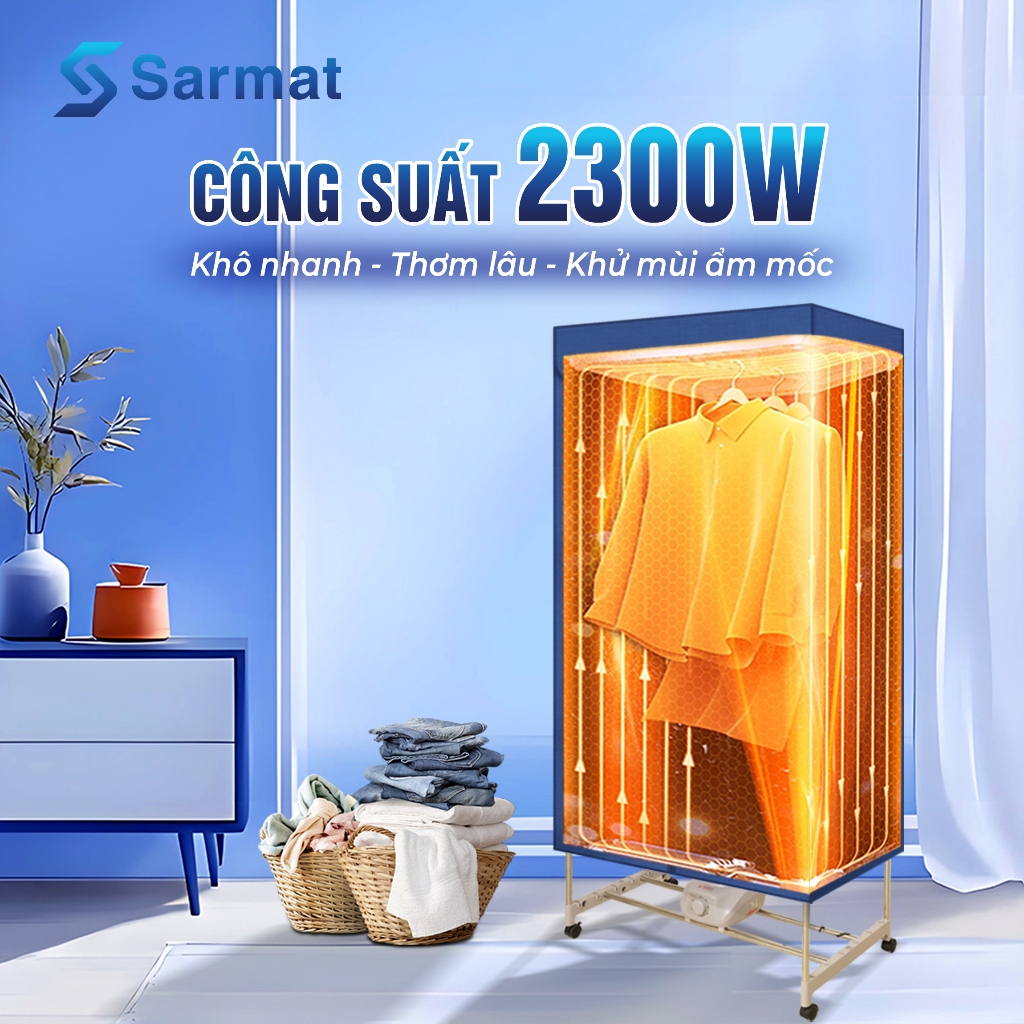 Máy sấy, tủ sấy quần áo Hichiko, công suất mạnh 2300W sấy cực nhanh khử mùi hiệu quả SM101