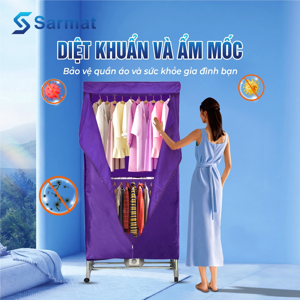 Máy sấy, tủ sấy quần áo Hichiko, công suất mạnh 2300W sấy cực nhanh khử mùi hiệu quả SM101