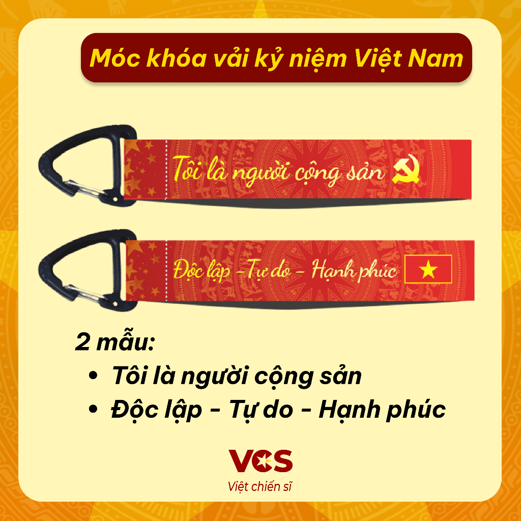 [Quà tặng ý nghĩa] Móc khóa dây vải Việt Nam, móc khoá yêu nước, Độc lập tự do hạnh phúc,