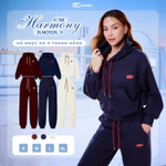 Set Bộ Nỉ Lông Nhung ECOCHIC Áo Hoodie Phối Quần Ống Bo Dây Rút Logo Thêu Chất Liệu Cao Cấp Chính Hãng B209 — ảnh 1