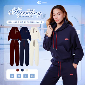 Set Bộ Nỉ Lông Nhung ECOCHIC Áo Hoodie Phối Quần Ống Bo Dây Rút Logo Thêu Chất Liệu Cao Cấp Chính Hãng B209