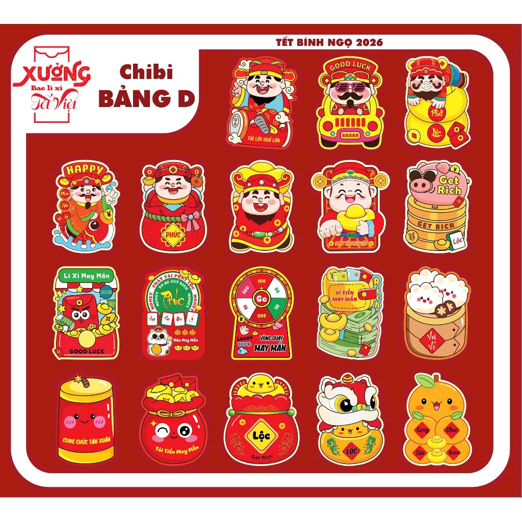 Combo 50 Lì Xì Chibi 2026 Bính Ngọ Hình Ngựa Giá Rẻ Đa Dạng Mẫu Hot Trend Hình Rắn - PUPU HOUSE