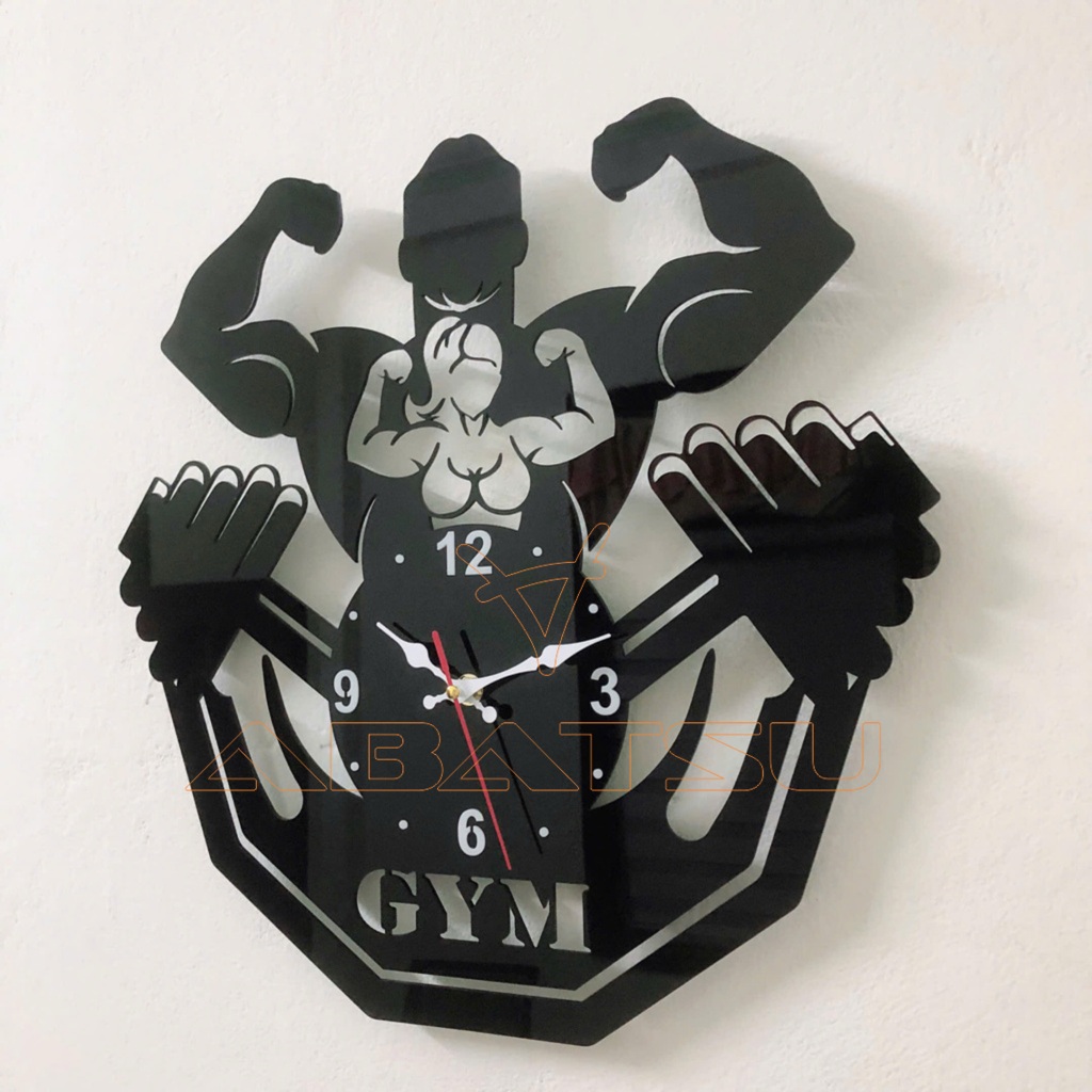 ( Bảo Hành 3 Năm ) Đồng Hồ Treo Tường Hình Tập Gym Abatsu – Biểu Tượng Sức Mạnh & Kiểu Cách Cho Phòng Tập Của Bạn
