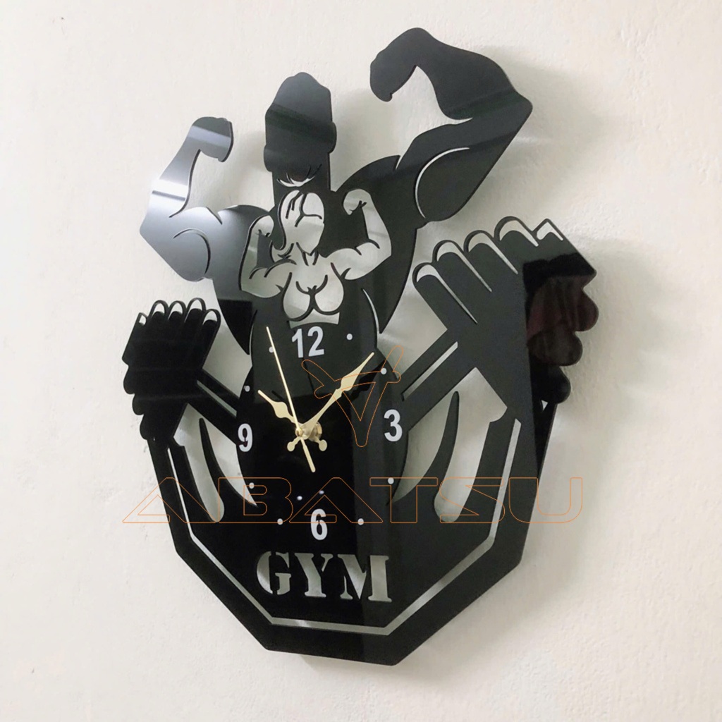 ( Bảo Hành 3 Năm ) Đồng Hồ Treo Tường Hình Tập Gym Abatsu – Biểu Tượng Sức Mạnh & Kiểu Cách Cho Phòng Tập Của Bạn