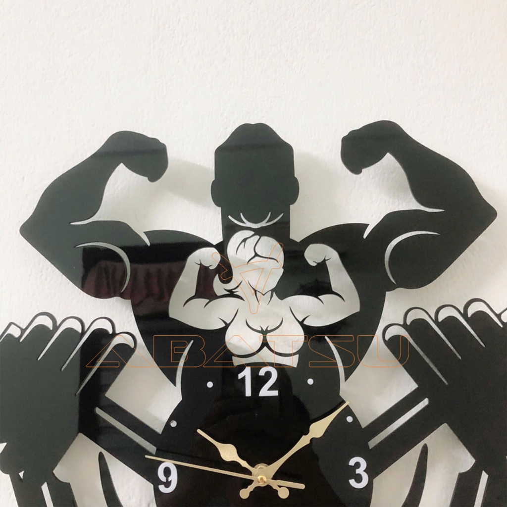 ( Bảo Hành 3 Năm ) Đồng Hồ Treo Tường Hình Tập Gym Abatsu – Biểu Tượng Sức Mạnh & Kiểu Cách Cho Phòng Tập Của Bạn