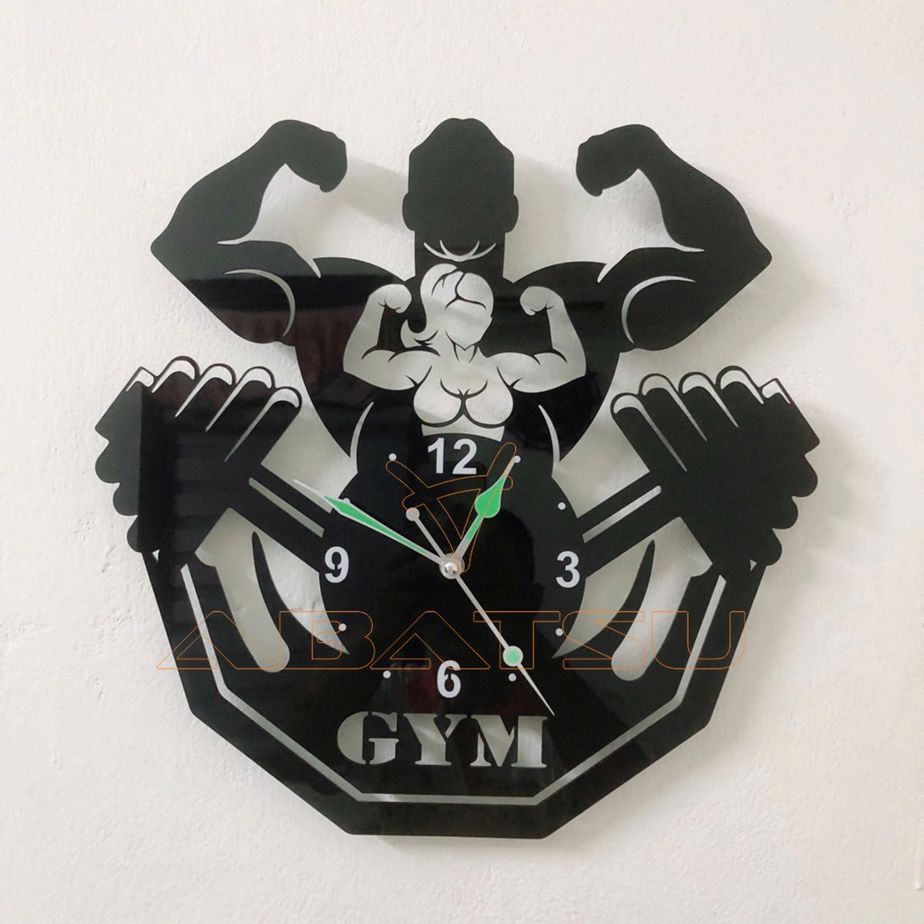 ( Bảo Hành 3 Năm ) Đồng Hồ Treo Tường Hình Tập Gym Abatsu – Biểu Tượng Sức Mạnh & Kiểu Cách Cho Phòng Tập Của Bạn