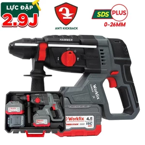 Máy Khoan- Búa- Đục Bê Tông 2,9J WF-RH2603CP, Pin 15 CELL Xả 15C, Kèm Mũi Rút Lõi 63mm