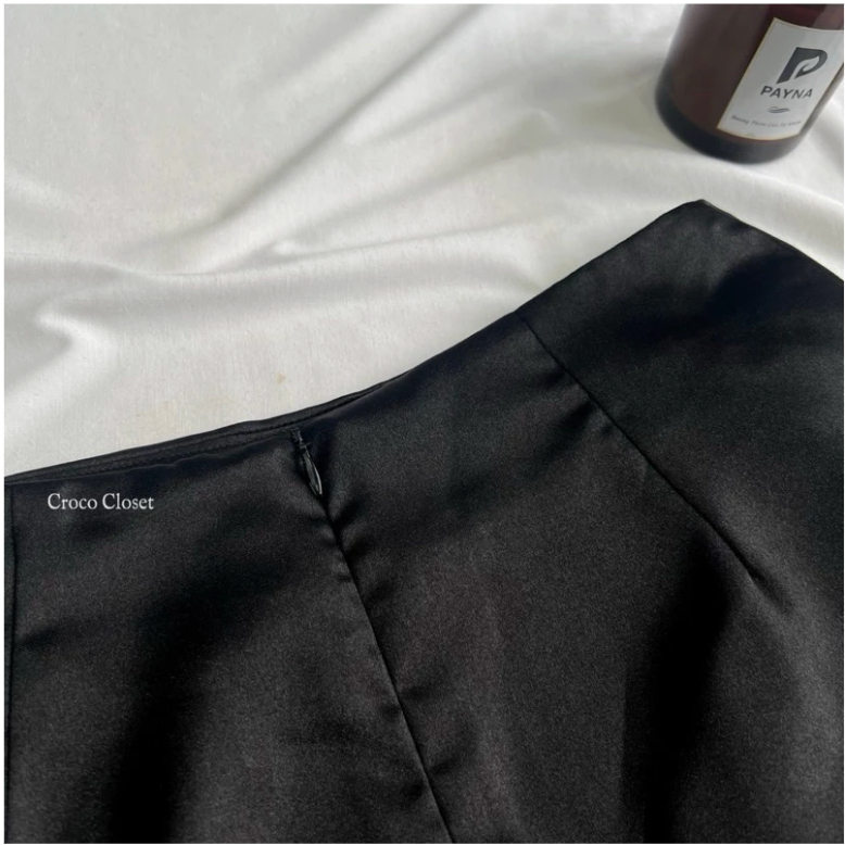 Chân Váy Lụa Ngắn Dáng Cạp Trễ  2 Lớp Có Quần Trong (size XS đến size XXL)
