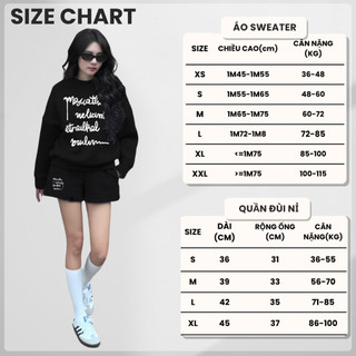 Set Bộ Nỉ Nữ Thu Đông CHEPOL Cổ Tròn, In Chữ, Chất Nỉ Chân Cua Cao Cấp ( Áo Sweater Trắng + Quần Đùi Trắng ) - CP_15335