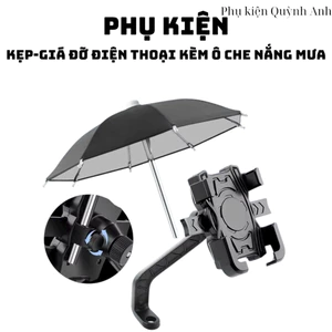Giá kẹp điện thoại gắn chân gương xe máy kèm ô che nắng che mưa tiện lợi