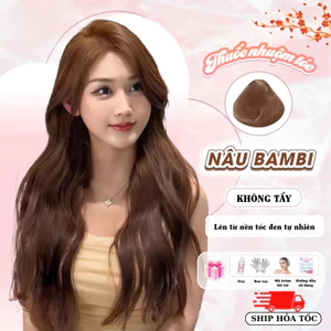 Thuốc nhuộm tóc Nâu, Nâu Bambi Không Tẩy, tặng kèm oxy trợ dưỡng và bao tay | Trunghair