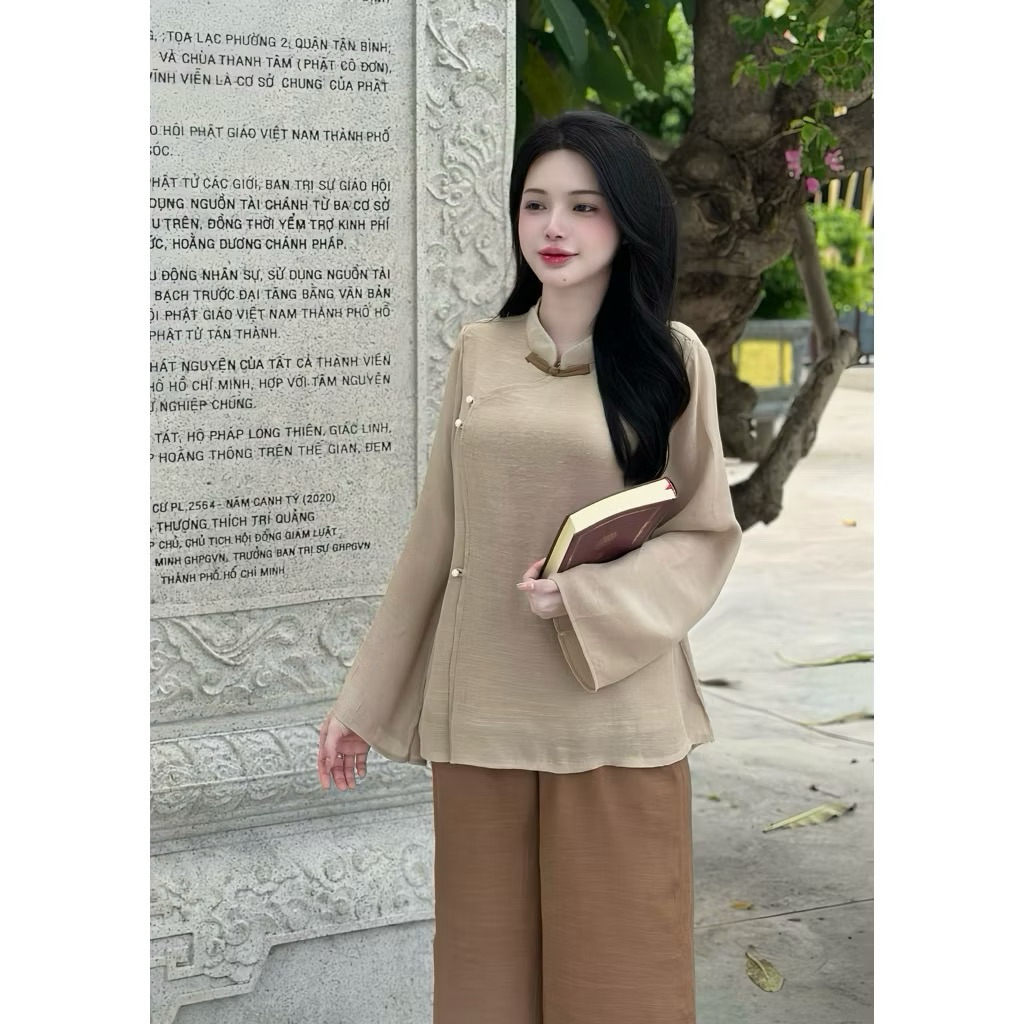 (Đồ Lam Cao Cấp Loại 1) Bộ Pháp Phục An Nhiên Truyền thống, Vải xô Linen mềm mịn | Đồ Lam An Nhiên