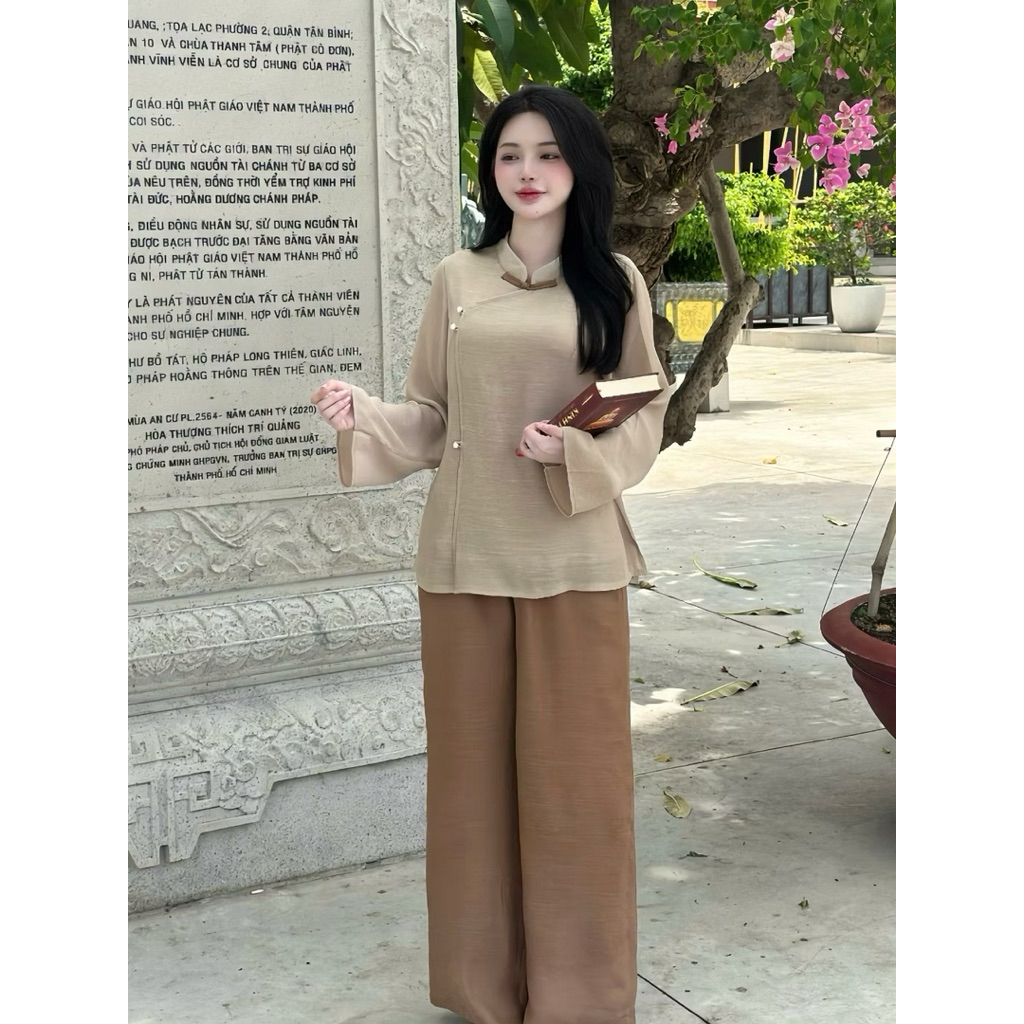 (Đồ Lam Cao Cấp Loại 1) Bộ Pháp Phục An Nhiên Truyền thống, Vải xô Linen mềm mịn | Đồ Lam An Nhiên