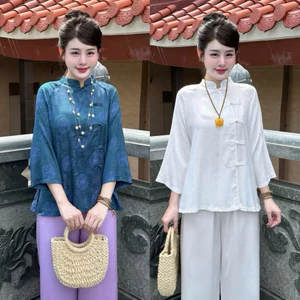 Bộ Pháp Phục An Nhiên Cổ Tàu Vải Gấm Lụa Tằm Cao Cấp | Đồ Lam An Nhiên