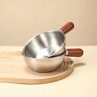 [mini] Xoong,nồi mini không có nắp, chất liệu inox304, có tay cầm bằng gỗ cách nhiệt - tiện dụng, đa năng