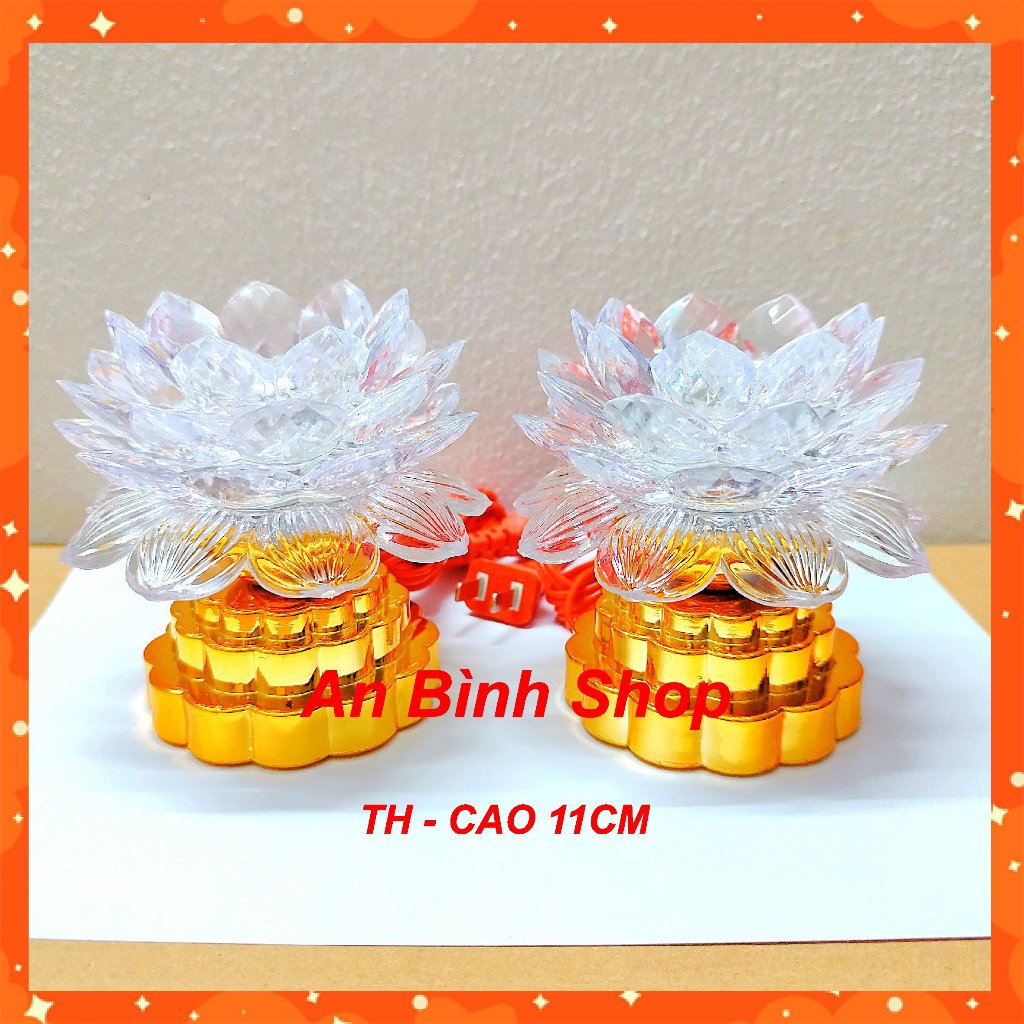 ( Hàng loại 1 ) 1 Bộ 02 đèn thờ hoa sen cúng gia tiên, đèn thờ cúng  phật, đèn bàn thờ đổi màu - chất lượng cao 11cm