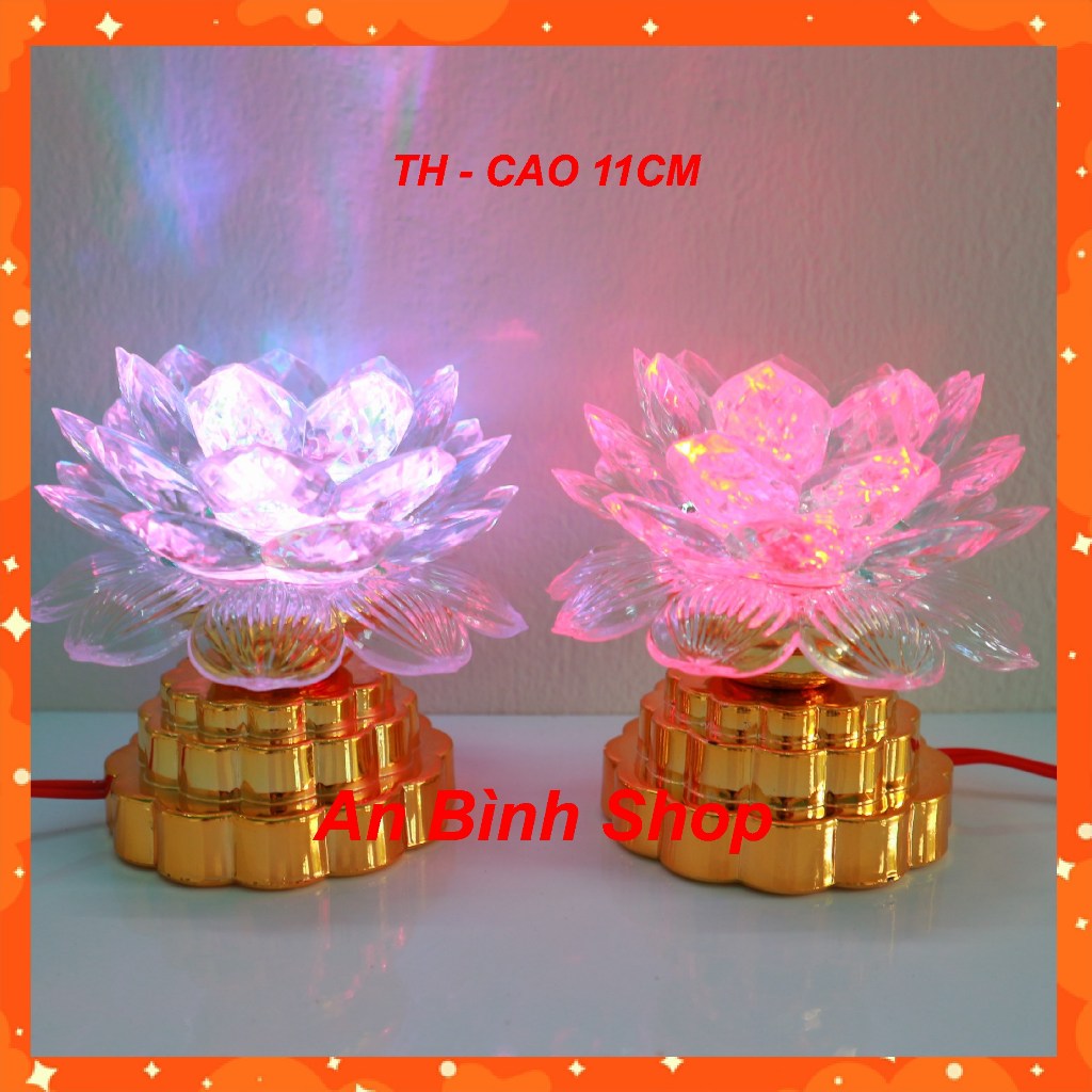 ( Hàng loại 1 ) 1 Bộ 02 đèn thờ hoa sen cúng gia tiên, đèn thờ cúng  phật, đèn bàn thờ đổi màu - chất lượng cao 11cm