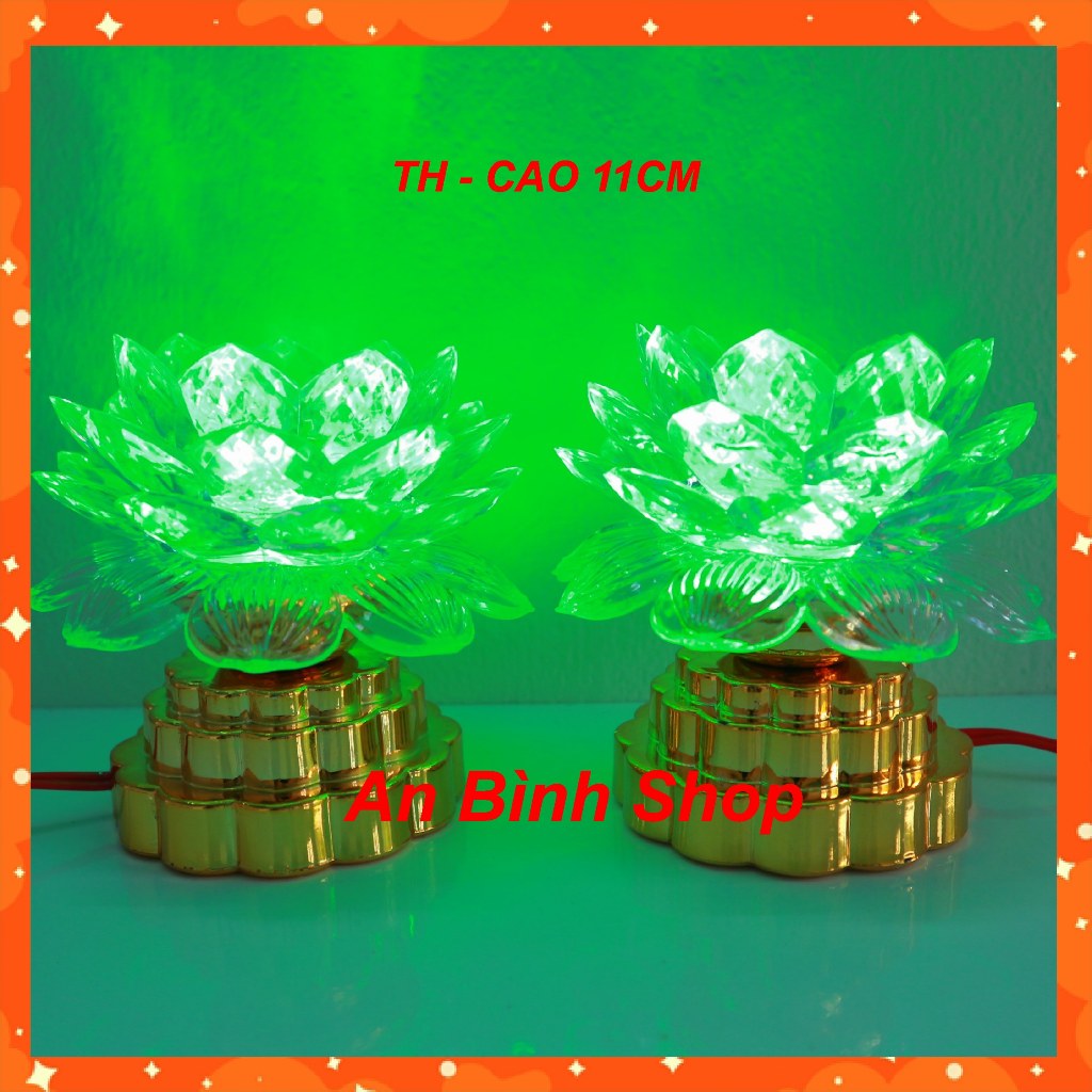 ( Hàng loại 1 ) 1 Bộ 02 đèn thờ hoa sen cúng gia tiên, đèn thờ cúng  phật, đèn bàn thờ đổi màu - chất lượng cao 11cm