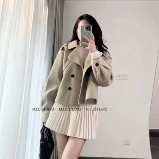 Áo khoác dạ ép dáng ngắn dài tay bo gấu mặc mùa đông ,  Áo khoác ngoài cổ vest đíng khuy - 4 màu style HQ trẻ trung