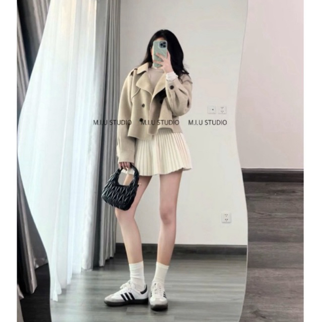 Áo khoác dạ ép dáng ngắn dài tay bo gấu mặc mùa đông ,  Áo khoác ngoài cổ vest đíng khuy - 4 màu style HQ trẻ trung