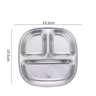 [3 ngăn] Khay ăn dặm 3 ngăn cho bé kèm thìa muỗng, chất liệu inox cao cấp - tiện dụng, an toàn