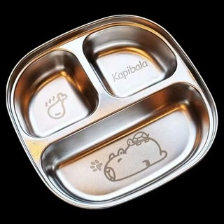 [3 ngăn] Khay ăn dặm 3 ngăn cho bé kèm thìa muỗng, chất liệu inox cao cấp - tiện dụng, an toàn