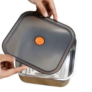 [Hộp vuông - hút chân không] Hộp inox vuông đựng thực phẩm hút chân không, có nắp đậy kín - tiện dụng, siêu bền
