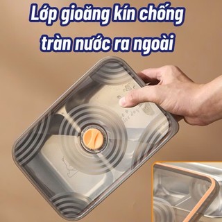 [2 ngăn] Hộp inox304, có 2 ngăn đựng thực, phẩm đựng cơm, nắp kín - tiện dụng, siêu bền