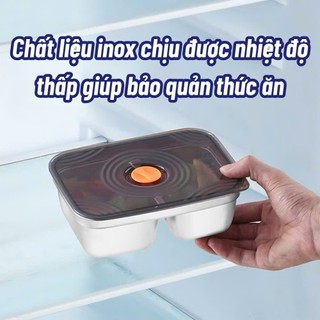 [2 ngăn] Hộp inox304, có 2 ngăn đựng thực, phẩm đựng cơm, nắp kín - tiện dụng, siêu bền