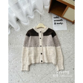 Áo Len Cardigan Kẻ Ngang Phối Màu Basic QCCC Cao Cấp