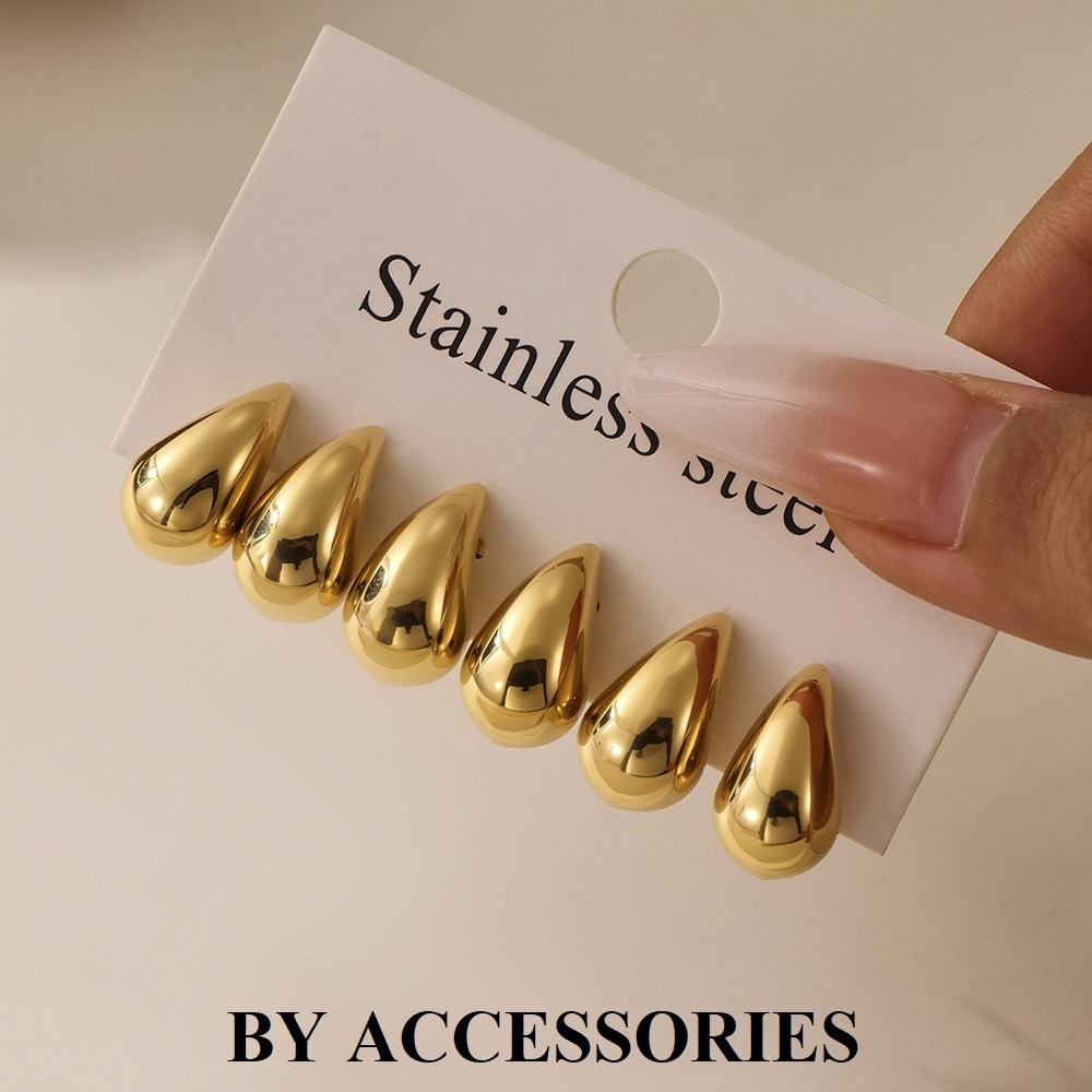 Bông tai nữ titan hình khối giọt nước mạ vàng 18K không gỉ WE2529 BY ACCESSORIES